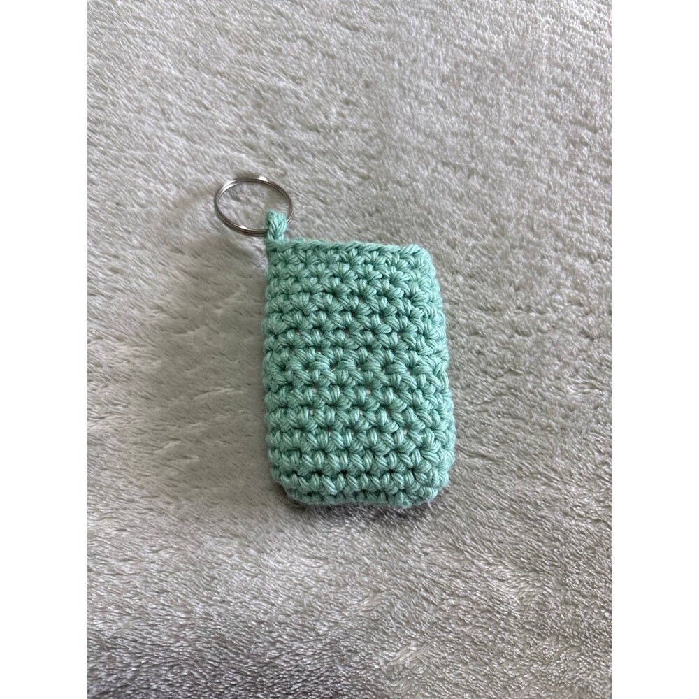 AirPod Case crocheted handmade sea foam green charger hole keyring teens kids